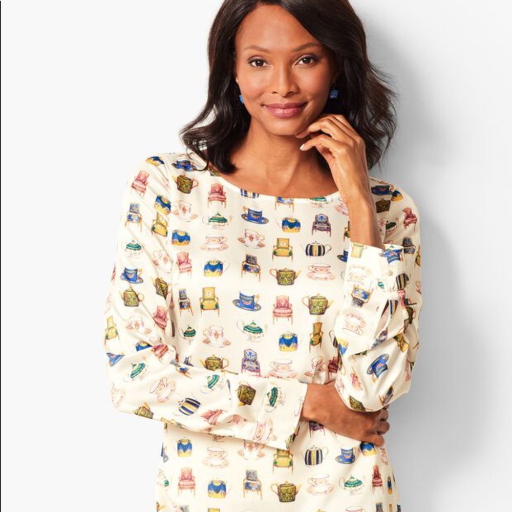 Talbots Teacup Novelty Top